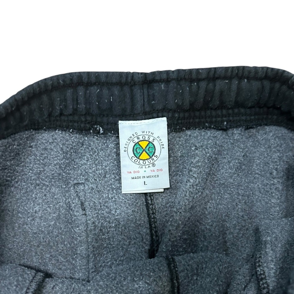 Cross Colours Black Y2K Sweatpants Joggers Clothing Without Prejudice Size Large - Picture 5 of 12